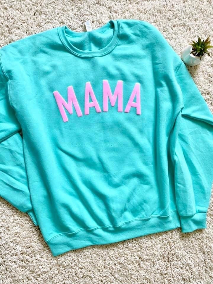 MAMA 3D puff print crew neck